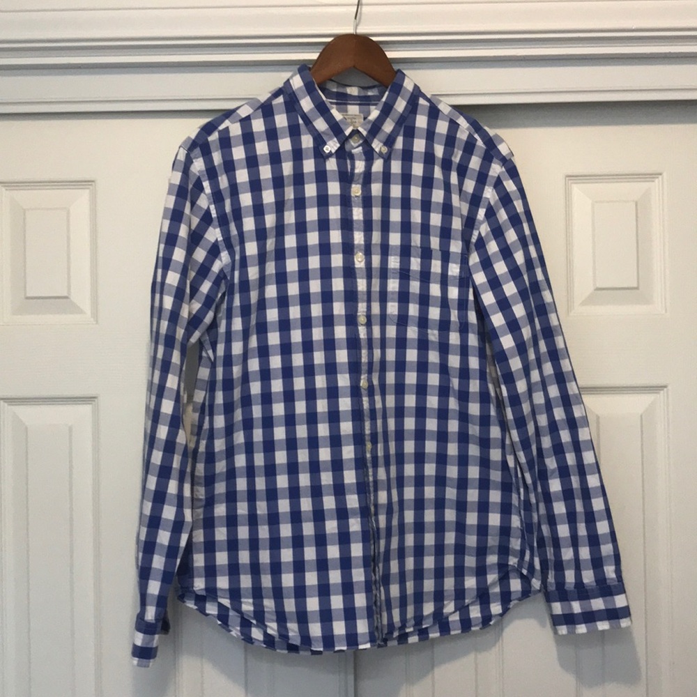 Mens J.Crew size L button up shirt. Blue & white